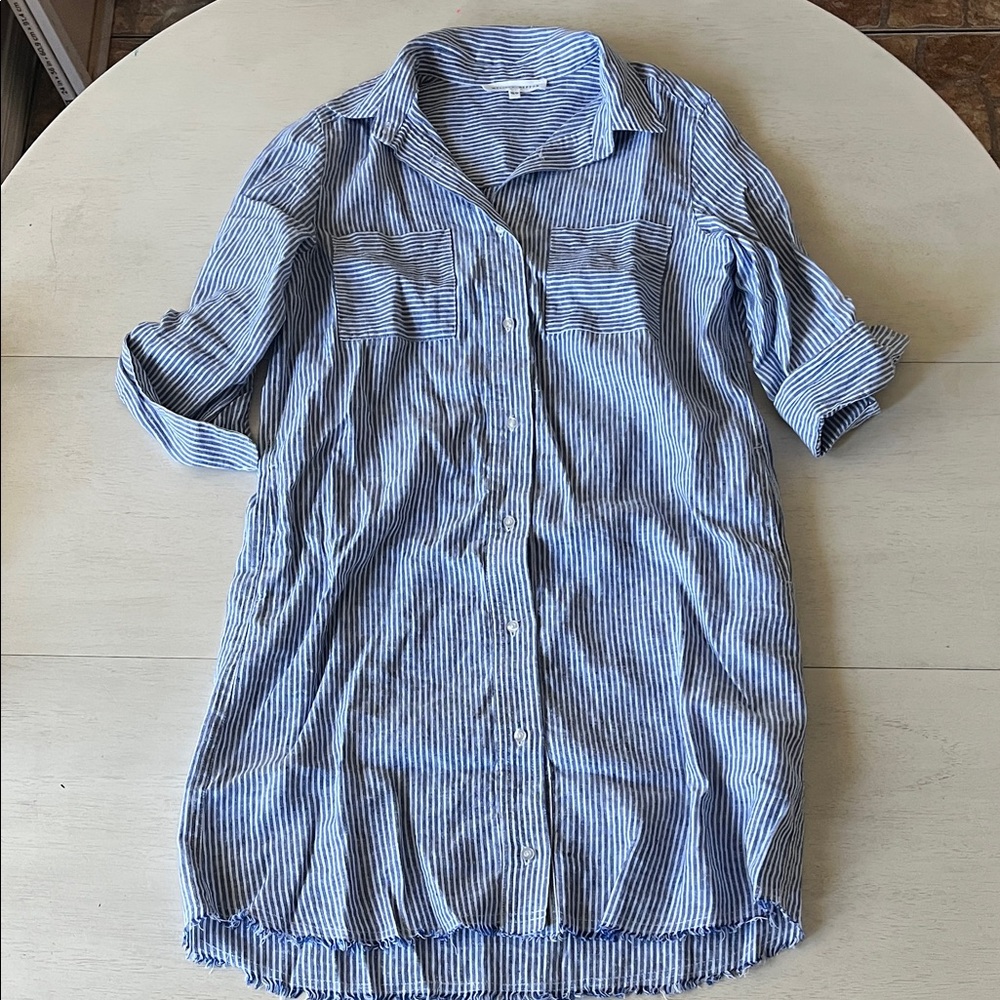 Melissa Nepton Cynthia Royal Striped Button-Up Shirt Dress